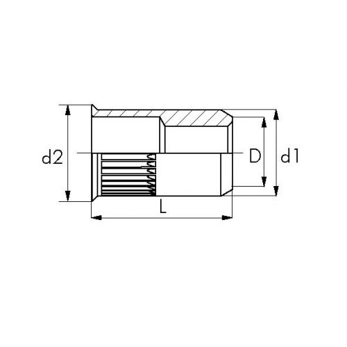 TUERCA REMACHABLE INOX BRALO RANURADA BAJA
